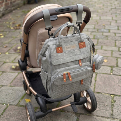 pram hanging NestnGo baby changing bag Grey