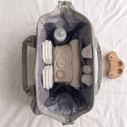 open compartment NestnGo baby changing bag Grey